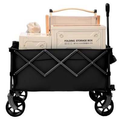 YONWAY Foldable Utility Wagon Cart 400L Heavy-Duty with 450lbs Capacity & All-Terrain Wheels-Quick-Fold Design for Camping,Gardening,Groceries