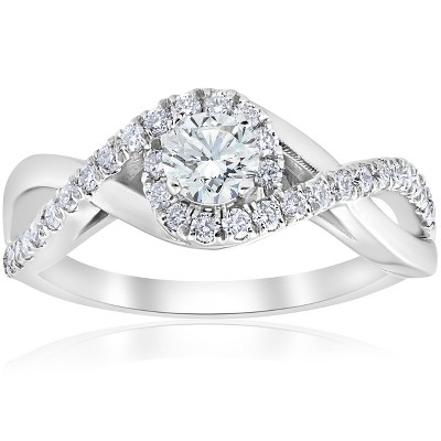 Pompeii3 1 cttw Diamond Halo Infinity Engagement Ring 10k White Gold