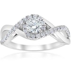 Pompeii3 1 cttw Diamond Halo Infinity Engagement Ring 10k White Gold - 1 of 4