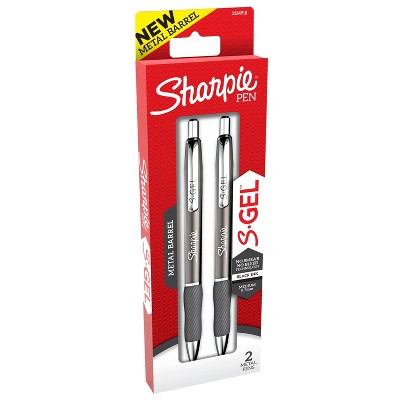 Sharpie S-Gel 2pk Black Ink Gel Pens 0.7mm Medium Tip - Gray Metal Barrel