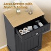 Tilt Out Trash Cabinet, 10 Gallon Kitchen Waste Bins, 1 Door Wood Free Standing Trash Cabinet, Recycling Cabinet with Hideaway Drawer for Living Room - 4 of 4