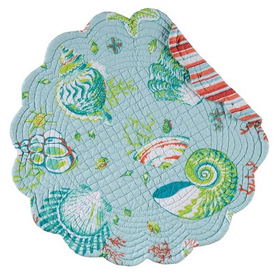 C&F Home Laguna Breeze Cotton Quilted Round Reversible Placemat Set of 6