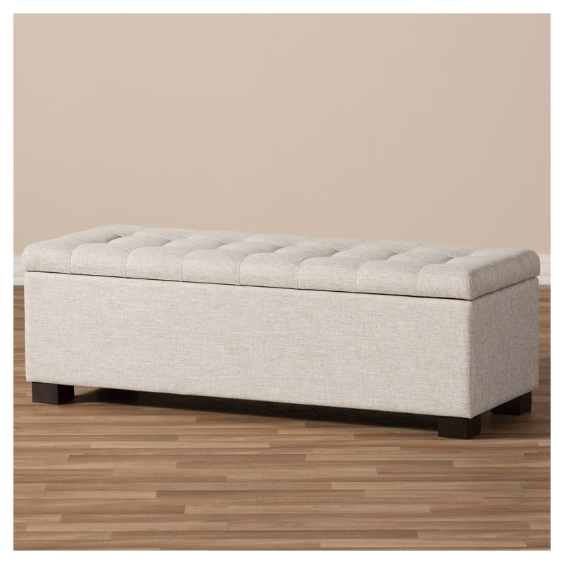 Roanoke Modern And Contemporary Fabric Upholstered Grid - Tufting Storage Ottoman Bench - Baxton Studio, 6 of 10