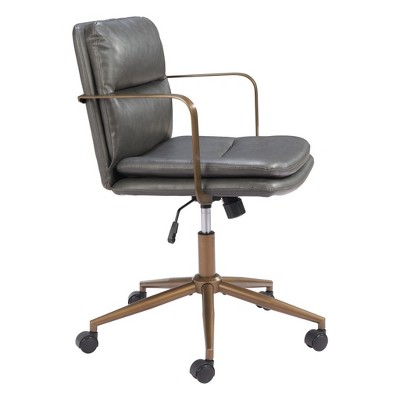 HomeRoots Dark Gray and Bronze Adjustable Height Swivel Rolling Office Chair