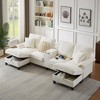 120'' Modular Corduroy U-Shaped Sectional Sofas Bed with Storage,4-Seater with Cup Holders and Chaise Footrest - 4 of 4