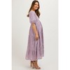 PinkBlush Lavender Fringe Textured Short Puff Sleeve Maternity Midi Dress - 4 of 4