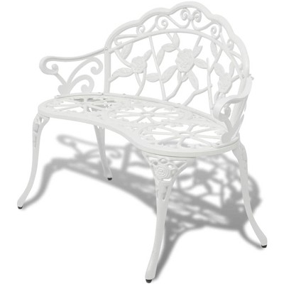 vidaXL Patio Bench, 39.4" Cast Aluminum White