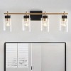 4-Light Modern Vanity Light Fixture for Bathroom, Matte Black and Brass Wall Sconce with Glass Shades - 3 of 4