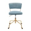 Vynxaria Tania Contemporary Task Chair in Gold Metal and Light Blue Velvet by LumiSource - 2 of 4