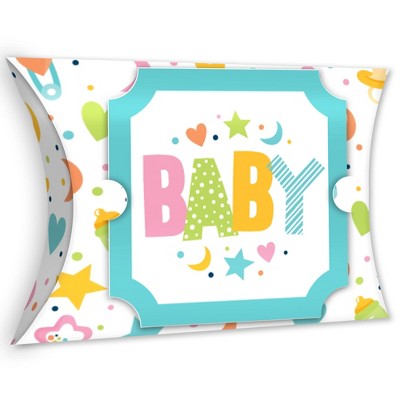 Big Dot of Happiness Colorful Baby Shower - Favor Gift Boxes - Gender Neutral Party Large Pillow Boxes - Set of 12