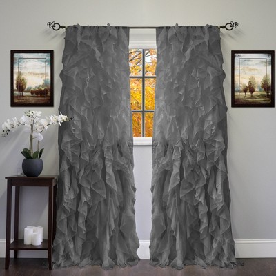 Chic Sheer Voile Vertical Ruffled Tier Window Single Panel Curtain by Sweet Home Collection®
