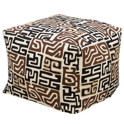 Saro Lifestyle Kuba Cloth Pouf, 20"x20"x14" Square, Black