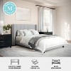 Martha Stewart Kay Upholstered Platform Bed w/ Channel Stitched Wingback Headboard and Cushioned Siderails, Wood Slat Foundation, No Box Spring Needed - 4 of 4