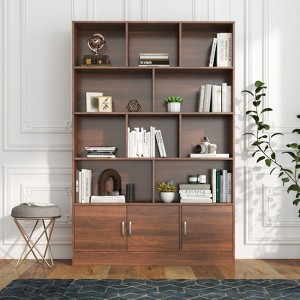 TiramisuBest Bookshelf with Drawers Shelves Modern Display Storage Cabinet Home Office Living Room Study - 1 of 4