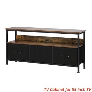 TV Stand w/ 3 Fabric Drawers, TV Cabinet for 55 Inch TV, Modern Living Room Storage TV Stand, Entertainment Center w/ Open Space, Ideal - 1 of 4