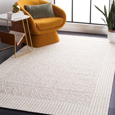 Ivory and Brown 6' x 9' Flat Woven Wool Area Rug
