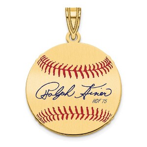 Black Bow Jewelry 14K Gold Plated Ralph Kiner Signature SM Enamel Baseball Pendant - 1 of 4