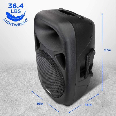 15" Black Portable PA Speaker with Bluetooth and MP3 Input