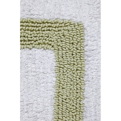 Sage and White Cotton Tufted 30" Round Bath Rug