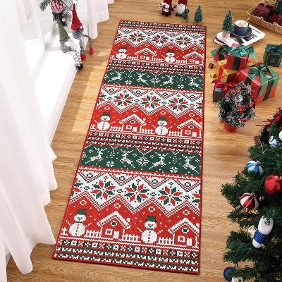 Modern Washable Christmas Area Rug, Low Pile Non Slip Anti-slip Soft Carpet for Living Room Bedroom Nursery Dining Room Home Decor