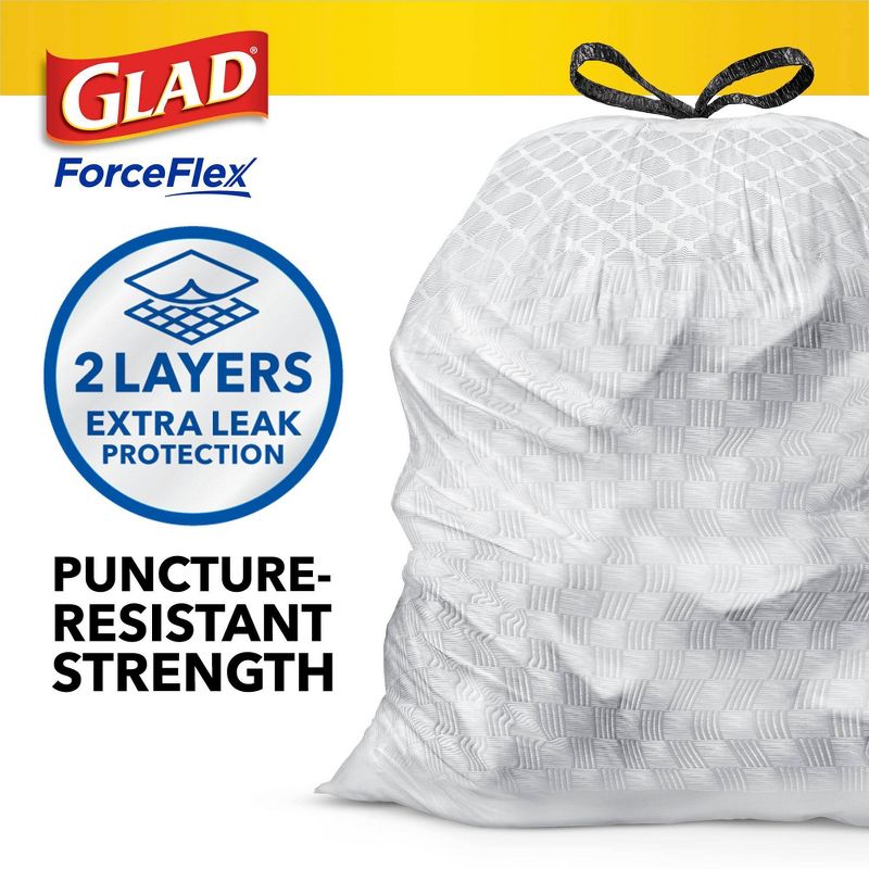 Glad ForceFlex Tall Kitchen Drawstring Trash Bags - Febreze Fresh Clean - 13 Gallon, 4 of 20