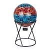 Alpine Corporation 10" Glass Striped Mosaic Gazing Globe Outdoor Decorative Globe Turquoise & Orange - 4 of 4