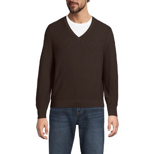 Lands' End Men's Long Sleeve Washable Merino Wool V Neck Sweater - 1 of 3