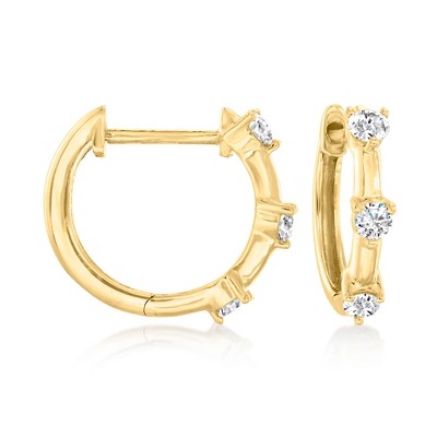 Ross-Simons 0.25 ct. t.w. Diamond Huggie Hoop Earrings in 10kt Yellow Gold