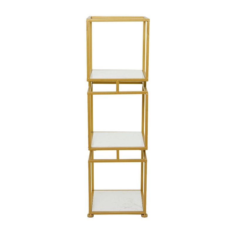 Glam Metal Marble Square Shelving Unit 3 Tier Gold - Olivia &#38; May, 3 of 7