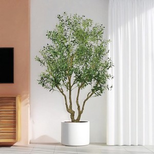 Sapphtopaz Artificial Olive Tree Faux Plants Artificial Trees Indoor with Natural Wood Trunk, Room Decor for Home, Foyer - 1 of 4
