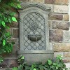 Sunnydaze 31"H Electric Polystone Rosette Leaf Outdoor Wall-Mount Water Fountain, Limestone Finish - image 2 of 4