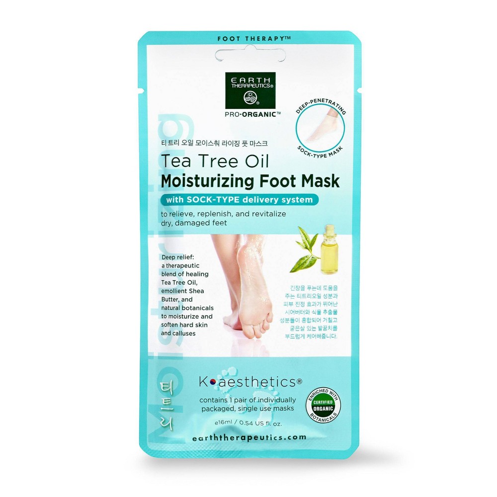 Photos - Cream / Lotion Earth Therapeutics Moisturizing Foot Mask - Tea Tree Oil - 1 Pair 