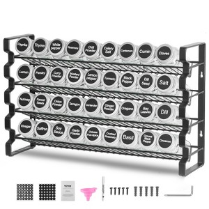 VEVOR Spice Rack Organizer for Cabinet, Spice Organizer with 36 Empty Spice Jars, Lids, Spice Labels, and Funnel Complete Set, 18x11 in, Black - 1 of 4