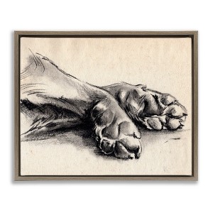Stupell Industries Dog Paw Charcoal Design Floating Frame Canvas Art - 1 of 4