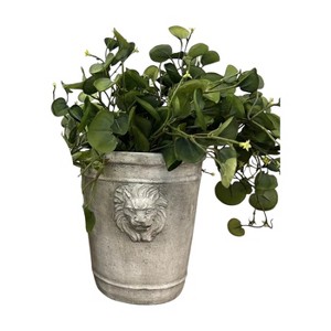 Slickblue Cement Lion Head Planter Pot, Forward Facing Lion, Decorative Plant Pot, Contemporary, Grey, 3 Size Options - 1 of 3