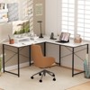 Tangkula L-Shaped Computer Desk with Power Outlets 95” Long 2-Person Desk with Monitor Shelf Modern Corner Desk Gaming Table with USB Ports White - 3 of 4