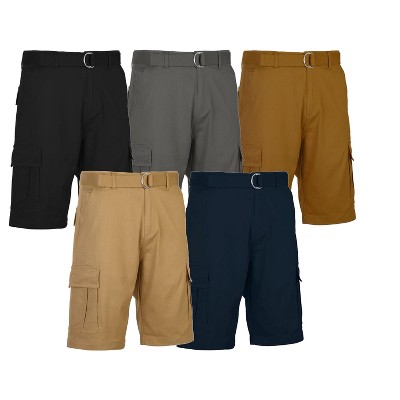 Blu Rock Men's 3-pack Cotton Flex Stretch Cargo Shorts With Belt : Target