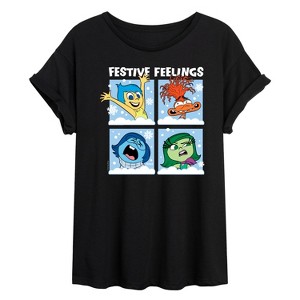 Women's - Inside Out 2 - Festive Christmas Feelings Oversized Graphic T-Shirt - 1 of 4