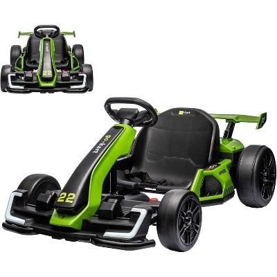 24V Electric Go Kart for Kids, with 2 * 150W Motors, Adjustable Seat, 8mph Speed, Led Lights, for Children Ages 6-15