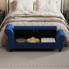 PAGED Modern Storage Bench, Tufted Velvet Ottoman with Storage, Antique Copper Nails Bed Bench with High Backrest, Entryway Bench - 2 of 4