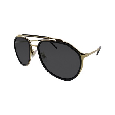Dolce & Gabbana Dg 2277 02/87 Unisex Pilot Sunglasses Gold/black 57mm ...