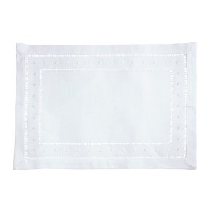 Saro Lifestyle Classic Hemstitch with Embroidered Border Placemat (Set of 12), White, 14"x20" - 1 of 3