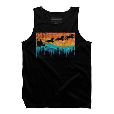 Men's Design By Humans Retro Christmas Horse Riding Santa Vintage 70s 80s Xmas By pahari Tank Top
