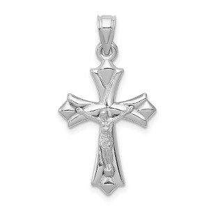 Black Bow Jewelry 14k White Gold Hollow Reversible 3D Crucifix Cross Pendant - 1 of 4