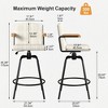 VECELO Bar Stools with Backs & Arms Set of 2, Counter Height Barstools Set with Tufted Upholstery & Footrest Ring, White/Brown - 3 of 4