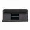 GDFStudio Vector Modern Acacia Wood Storage Bench with Cushion, Sandblast Dark Gray/Black - 2 of 4