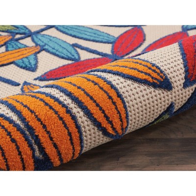 Aloha Bright Checkered Border Multicolor Indoor/Outdoor Rug