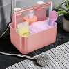 Attop Portable Shower Storage Basket with Handles and Adjustable Dividers for College Dorm, Kitchen, Bathroom Storage Organization Tote, Pink - 2 of 4