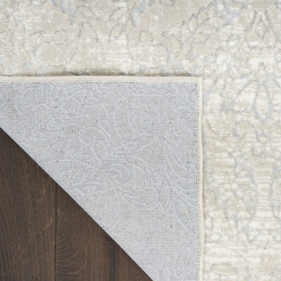 Iliana Beige Grey 4' x 6' Synthetic Damask Area Rug