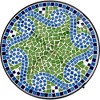 Teal Island Designs Black Round Outdoor Accent Side Tables 14" Wide Set of 2 Blue Wave Mosaic Tabletop Front Porch Patio Home House - 3 of 4